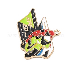 スポーツ合金エナメルペンダント  ゴールドカラー  スピードスポーツ  23.5x36.5x1mm  穴：1.8mm&nbsp;ENAM-I074-01G-15
