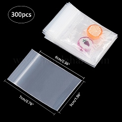 丈夫な再封可能なプラスチック袋  ジップトップバッグ  透明  7x5cm  片側の厚さ：5.9ミル（0.15mm）  300個/セット&nbsp;OPP-PH0001-26D