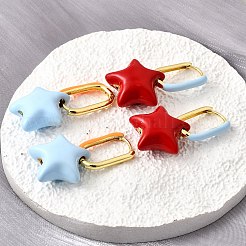 Star Brass Hoop Earrings&nbsp;EJEW-D314-01G