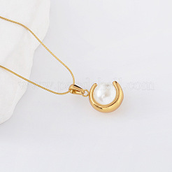 3Pcs Elegant Stainless Steel Pave Imitation White Pearl Round Pendant Necklaces for Women&nbsp;CF2147