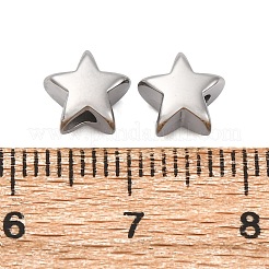 304ステンレススチールビーズ  スター  変色防止  ステンレス鋼色  7.5x7.5x4.5mm  穴：2.5mm&nbsp;STAS-C128-01A-P