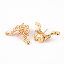 Brass Micro Pave Clear Cubic Zirconia Screw Eye Peg Bails&nbsp;KK-Q766-006-NF