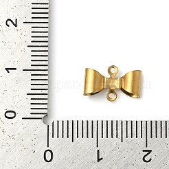 304ステンレススチールコネクタチャーム  ちょう結びのリンク  18KGP本金メッキ  7.5x11.5x3mm  穴：0.5mm&nbsp;STAS-Z074-01G