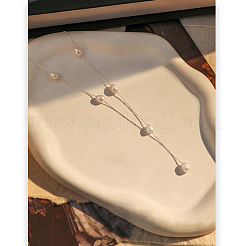 925 Sterling Silver with Natural Freshwater Pearl Potato Link Chain Y Necklaces for Women&nbsp;FS-WG86156-01