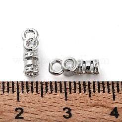 真鍮製コードエンドパーツ  クリアキュービックジルコニア付きエンドキャップ  コラム  プラチナメッキ  10x3.5x3mm  穴：1.5mm  内径：1.5mm&nbsp;KK-G479-04A-P
