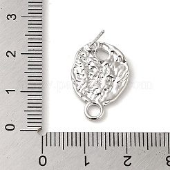 真鍮スタッドイヤリング金具  カドミウムフリー＆ニッケルフリー＆鉛フリー  オーバル  プラチナ  20x14mm  穴：3mm  ピン：11x0.7mm&nbsp;KK-K371-09P