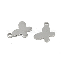 変色しない201ステンレススチールチャーム  バタフライチャーム  ステンレス鋼色  8x11x1mm  穴：1.4mm&nbsp;STAS-C108-26P
