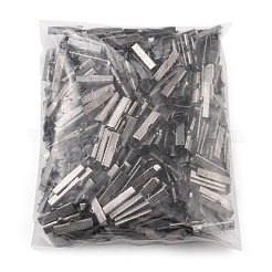 鉄クランプ  リボンバックルフラットスレッドクリップ  電気泳動黒  8x25mm  穴：1.5x3mm  500個/袋&nbsp;IFIN-WH0085-01B