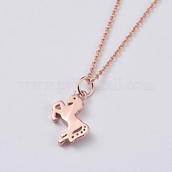 Unicorn Brass Pendant Necklaces&nbsp;NJEW-JN02575-M
