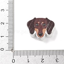 プリントウッドビーズ  犬  コーヒー  15x20x7.5mm  穴：2.5mm&nbsp;WD-CBAA998-B02