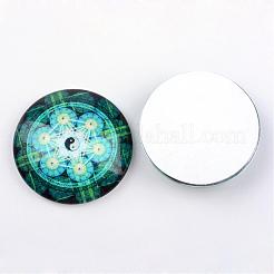 ガラスカボション  半円/ドーム  万華鏡模様  ミックスカラー  25x6mm&nbsp;GGLA-L012-25mm-29