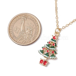 3Pcs 3 Styles Christmas Tree Bell Flower Alloy Enamel Pendant Necklaces for Women&nbsp;NJEW-JN05130-02