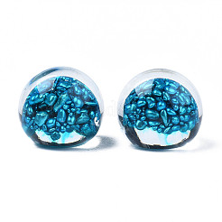 半透明のアクリルカボション  石  ラウンド  ディープスカイブルー  18x15.5~16mm&nbsp;TACR-N006-29A