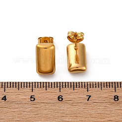 304ステンレススチールスタッドピアス  長方形  ゴールドカラー  12x7.5mm  12個/セット&nbsp;EJEW-C099-21G