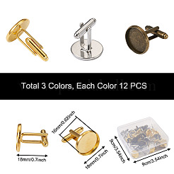 36Pcs 3 Colors Brass Cufflinks&nbsp;KK-PJ0001-17