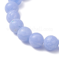 Natural Blue Lace Agate & Cultured Freshwater Pearl Round Beads Stretch Bracelets for Women&nbsp;BJEW-JB13086-01