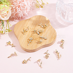 12個12スタイル真鍮ペンダント  花のチャーム  ゴールドカラー  20.5~23.5x8.5~16.5x4~11.5mm  穴：0.9~1mm  1個/スタイル&nbsp;KK-ME0004-94