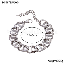 304 Stainless Steel Twisted Mariner Link Chain Bracelets for Women&nbsp;STAS-OY012-45P