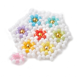 ビーズの花のチャーム  ガラスシードビーズペンダント  カラフル  37x28.5x3.5mm  穴：2.5mm&nbsp;PALLOY-MZ00447