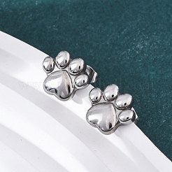 犬の足跡プリント 304 ステンレススチールペンダントネックレス & ブレスレット & スタッドピアスセット 女性用  ステンレス鋼色  17.72インチ（450mm）&nbsp;SJEW-C004-20P