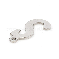 変色しない201ステンレススチールペンダント  レーザー切断  文字L  ステンレス鋼色  文字.s：15.5x7x1.2mm  穴：1mm&nbsp;STAS-L244-04S-P