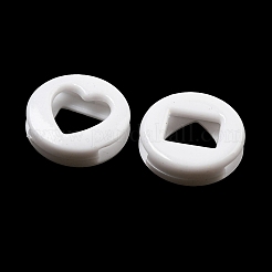 オペークアクリルスライドチャーム  ハート付きフラットラウンド  ホワイト  17.5x5.5mm  穴：12x3mm  約704個/500g&nbsp;SACR-L007-017