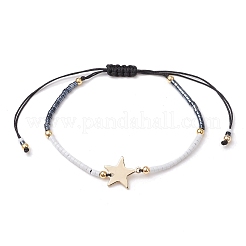 女性用ガラスシード編みビーズブレスレット  スター  内径：1-3/4~3-1/8インチ（4.5~8cm）&nbsp;BJEW-MZ00128-02