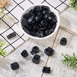 DIYジュエリーメイキングファインディングキット  プラスチックスプリングコードロックとボタンを含む  亜鉛合金スプリングコードロック  ブラック  16x16x16.5mm  穴：5x4.5mm&nbsp;DIY-TA0012-95