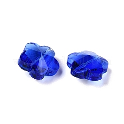 透明ガラスビーズ  多面カット  スモモの花  ブルー  13x13.5x8.5mm  穴：1mm&nbsp;X-GLAA-Q066-14mm-C07