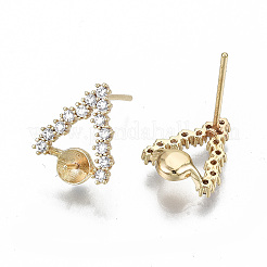Brass Micro Pave Clear Cubic Zirconia Earring Findings&nbsp;KK-S356-126G-NF