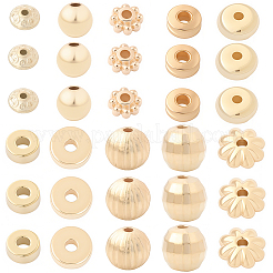1000 個 10 スタイル ccb プラスチックビーズ  混合図形  ゴールドカラー  5~8x2~3.5mm  穴：1.4~2.2mm  100個/セット&nbsp;CCB-PA0001-06