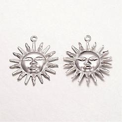 変色しにくい316サージカルステンレスペンダント  太陽  ステンレス鋼色  25x22x1mm  穴：1mm&nbsp;STAS-K096-19P