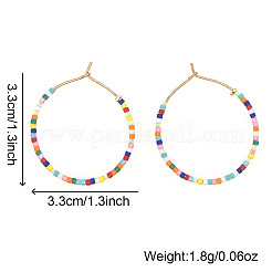 Bohemian Glass Seed Beads Large Hoop Earrings&nbsp;IQ7730-1