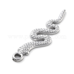 304ステンレスペンダント  スネークチャーム  変色防止  ステンレス鋼色  31x8.5x1.5mm  穴：1.8mm&nbsp;STAS-I327-03P-03