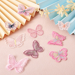 36Pcs 9 Style Butterfly Organgza Lace Embroidery Ornament Accessories&nbsp;DIY-BT0001-49