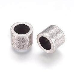 304ステンレススチールビーズ  コラム  アンティークシルバー  10x8mm  穴：6.5mm&nbsp;STAS-F123-01AS