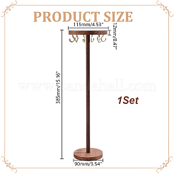 Round Wooden Necklace Organizer Display Stands&nbsp;NDIS-WH0010-34A