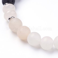 天然石ローズクォーツストレッチブレスレット  真鍮の丸いビーズスペーサー付き  2-3/8インチ（60mm）&nbsp;BJEW-JB03422-01
