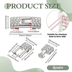 6 Pairs Zinc Alloy Rhinestone Snap Lock Clasps&nbsp;FIND-FG0005-21P