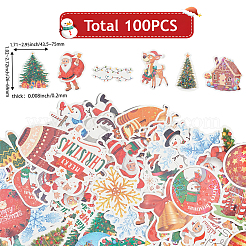 クリスマステーマの紙製粘着ステッカー1袋  装飾のための  混合図形  混合図形  26~69x43.5~75x0.2mm  100個/袋&nbsp;DIY-SC0032-88