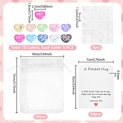 50Pcs 10 Colors Heart Translucent Water Ripple Resin Cabochons&nbsp;DIY-PH0036-55