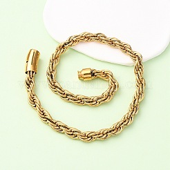 10mm 304 ステンレススチールロープチェーンネックレス  イオンプレーティング（ip）  18KGP本金メッキ  19.09インチ（48.5cm）&nbsp;NJEW-C099-07A-G