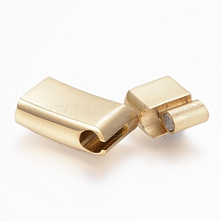 304ステンレススチール製マグネット留め具、接着端付き  長方形  ゴールドカラー  33x13.5x8mm  穴：6x12mm&nbsp;STAS-F130-09G