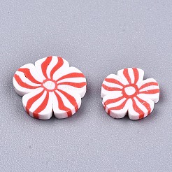手作り樹脂クレイカボション  花  レッド  9~10x9~11x2mm  約5450個/1000g&nbsp;CLAY-T016-38
