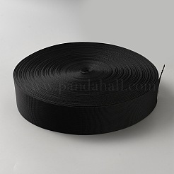 45mのフラットポリエステルワイドバンド  服装アクセサリー  ブラック  2インチ（50mm）  約49.21ヤード（45m）/ロール&nbsp;OCOR-WH0078-484