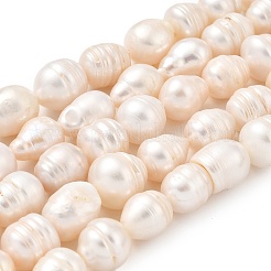 天然養殖淡水パールビーズ連売り  ライス  グレードAB  古いレース  11~12mm  穴：0.5mm  約29個/連  13.98''（35.5センチメートル）&nbsp;PEAR-I007-01I-01A