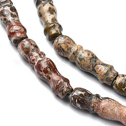 天然ヒョウ肌ジャスパービーズ連売り  テクスチャチューブ  イスラム教のロザリオ用祈りビーズ  28x8mm  穴：1.6mm  約15個/連  16.73インチ（42.5cm）&nbsp;G-C135-C01-01
