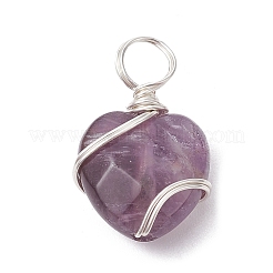 Nartural Mixed Stone Copper Wire Wrapped Heart Pendants&nbsp;PALLOY-JF02385