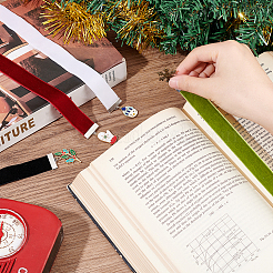 クリスマスをテーマにしたベルベットのしおり  合金エナメル スノーフレーク/リース/トナカイ/ツリー ペンダント ブックマーク  ミックスカラー  295~310mm  4スタイル  1個/スタイル  4個/セット  1セット/ボックス&nbsp;AJEW-FG0002-63