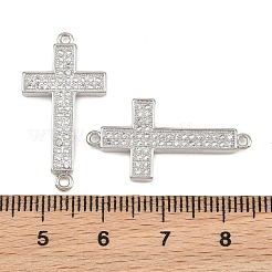 Brass Micro Pave Clear Cubic Zirconia Connector Charms&nbsp;CU-CBADC6C-07P